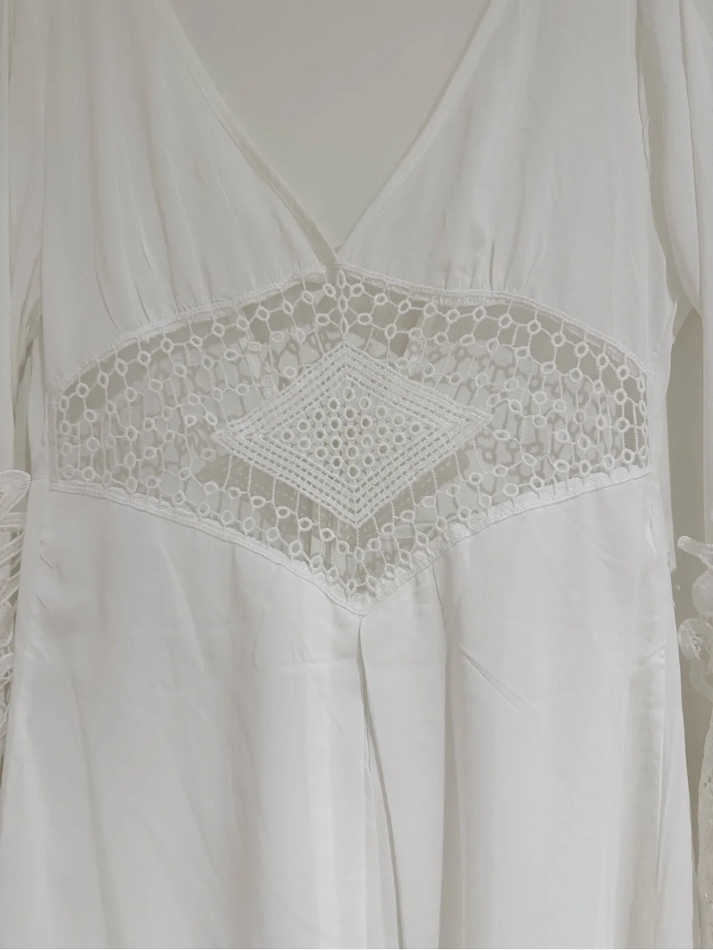NEW-White Crochet-Trim V-Neck Swim Romper Coverup